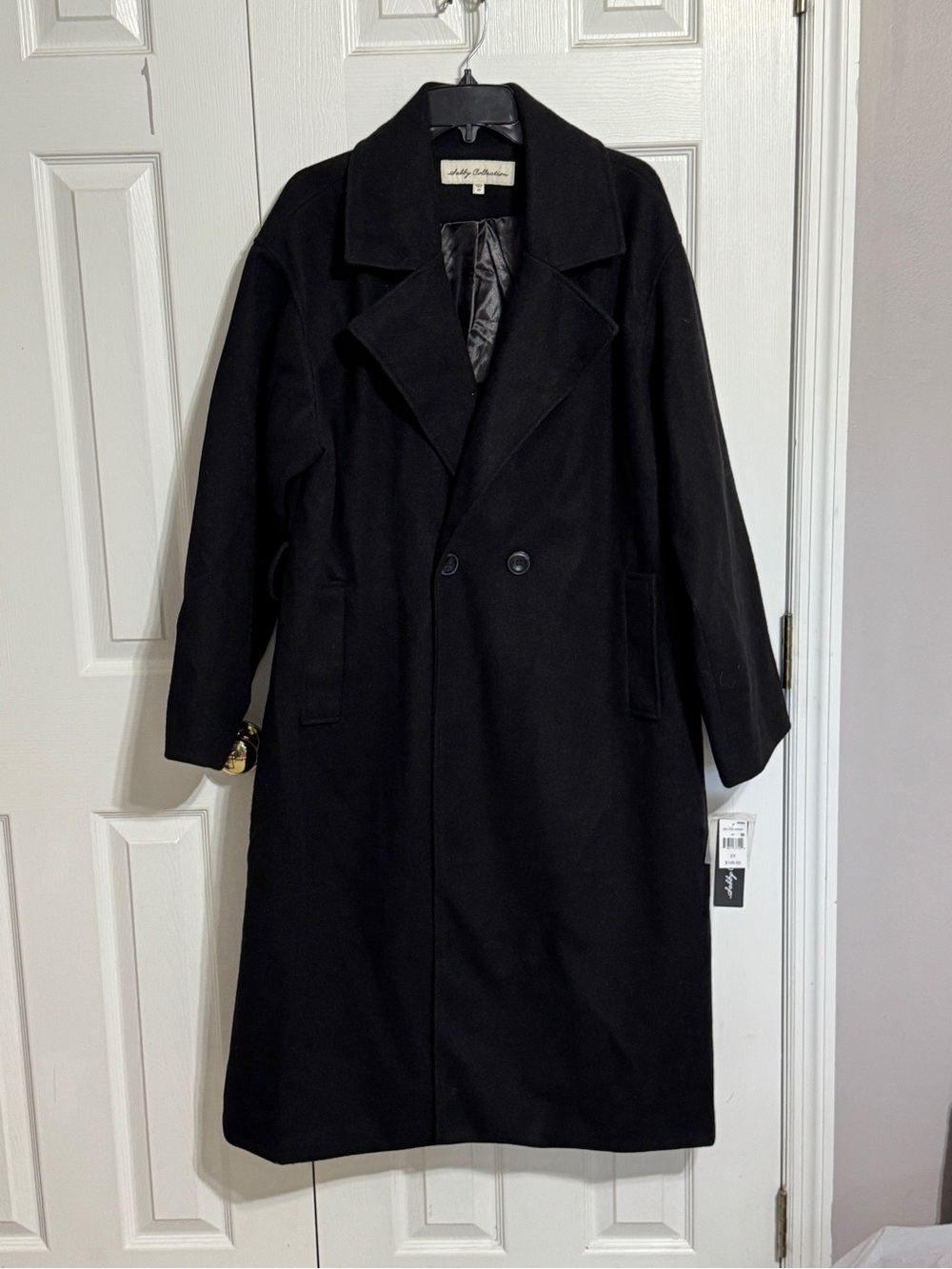Sebby Collection Women’s Black Double-Breasted Pea Coat